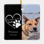 Black White Paw Print Pet Memory Photo Keepsake Keramikornament (Vorderseite)