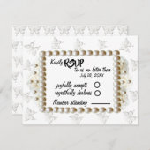 Black $ White Pearl Butterfly RSVP Card (Vorne/Hinten)