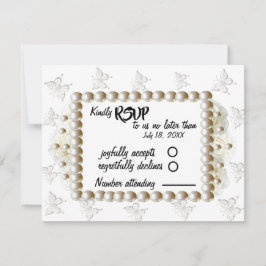 Black $ White Pearl Butterfly RSVP Card Karte