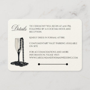 Black & White Pearl Champagne Glass Wedding Begleitkarte