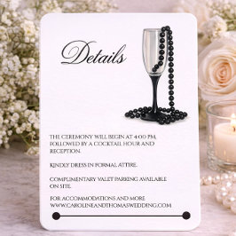Black & White Pearl Champagne Glass Wedding Begleitkarte