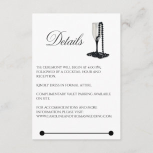 Black & White Pearl Champagne Glass Wedding Begleitkarte
