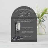 Black & White Pearl Champagne Glass Wedding Einladung (Stehend Vorderseite)