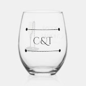 Black & White Pearl Champagne Glass Wedding Weinglas Ohne Stiel (Vorderseite)