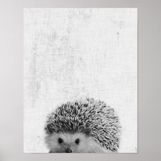 Black & White Peekaboo Igel Minimalistisches Kinde Poster (Vorne)
