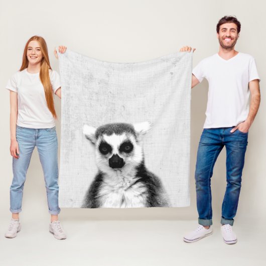 Black & White Peekaboo Lemur Minimalistisches Kind Fleecedecke (Beispiel)