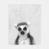 Black & White Peekaboo Lemur Minimalistisches Kind Fleecedecke (Vorderseite)