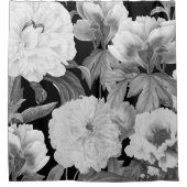 Black & White Peonies Watercolor Floral Duschvorhang (Vorderseite)