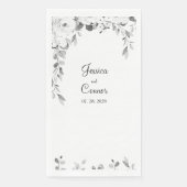 Black & White Peony Greenerity Vine Wedding Serviette (Vorderseite)