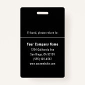 Black White Personalized Employee ID Card Ausweis (Rückseite)