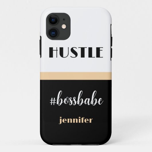 Black White Personalized Hustle Boss Babe Case-Mate iPhone Hülle (Rückseite)