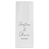 Black & White Personalized Wedding Party Wine Bag Geschenktüte Für Weinflaschen (Vorderseite)