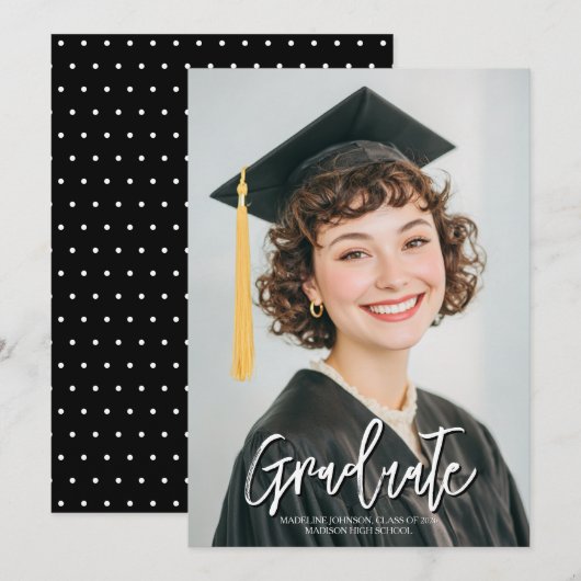 Black & White Photo 2026 Graduation Announcement (Vorne/Hinten)