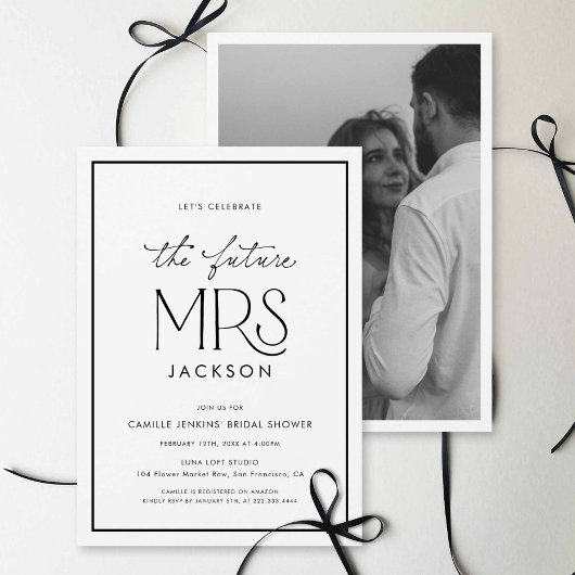 Black & White Photo Bridal Shower Invitation Einladung