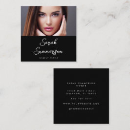 Black White Photo Elegant Makeup Artist Quadratische Visitenkarte