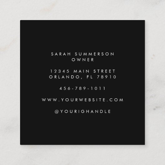 Black White Photo Elegant Makeup Artist Quadratische Visitenkarte (Rückseite)