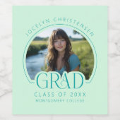 Black White Photo Grad Graduation Party Weinetikett (Einzelnes Label)