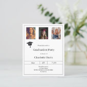 Black white photo Graduation Party invitation (Stehend Vorderseite)