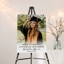 Black White Photo Graduation Party Welcome Sign