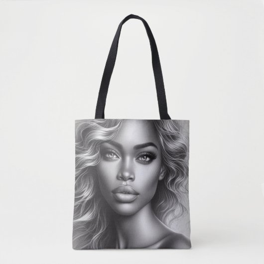 Black + White Photo of a Woman on Reusable Grocery Tasche (Vorderseite)