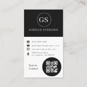 Black & White Photo QR Code Visitenkarte (Rückseite)