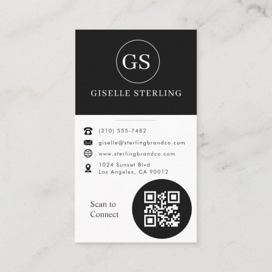 Black & White Photo QR Code Visitenkarte (Rückseite)