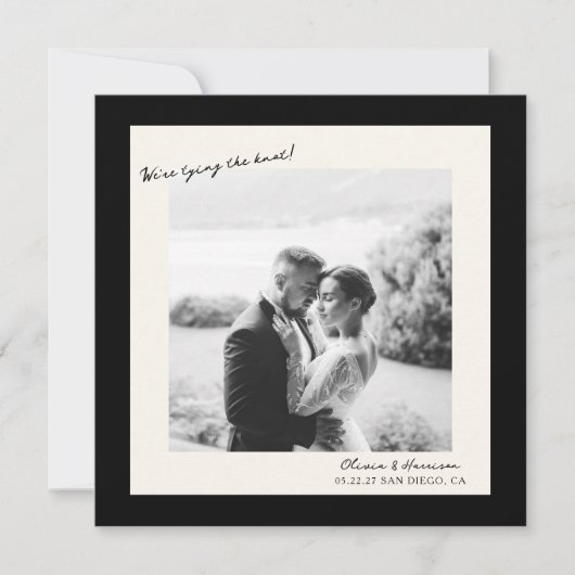 Black White Photo Wedding Save the Date Einladung (Vorderseite)