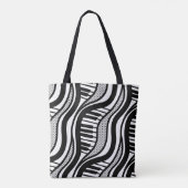 Black & White Piano Musik Polka Dot Tote Tasche (Rückseite)