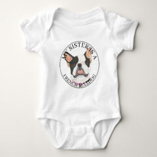Black & White Pied Bulldog Big Sister Baby Strampler