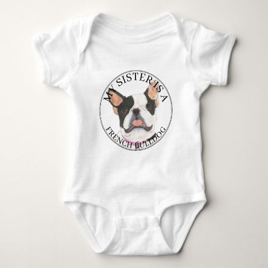 Black & White Pied Bulldog Big Sister Baby Strampler (Vorderseite)