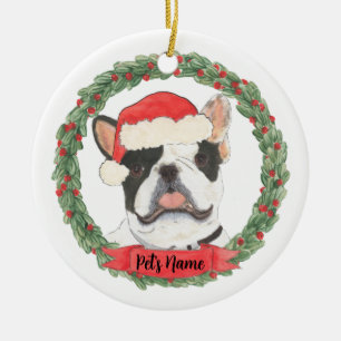 Black & White Pied Französischer Bulldog Keramik Ornament