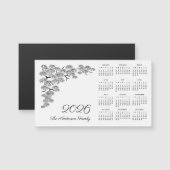 Black White Pine Branch Botanical Calendar 2026 Magnetkarte (Vorne/Hinten)