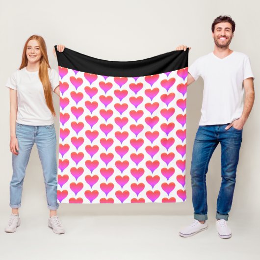 Black White Pink Purple Red Hearts Pattern Fleecedecke (Beispiel)