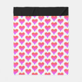 Black White Pink Purple Red Hearts Pattern Fleecedecke (Vorderseite)