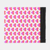 Black White Pink Purple Red Hearts Pattern Fleecedecke (Vorderseite (Horizontal))