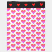 Black White Pink Purple Red Hearts Pattern Fleecedecke (Vorderseite)