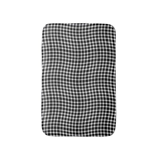 Black White Plaid Checker Seamless Pattern Badematte (Vorderseite Vertikal)