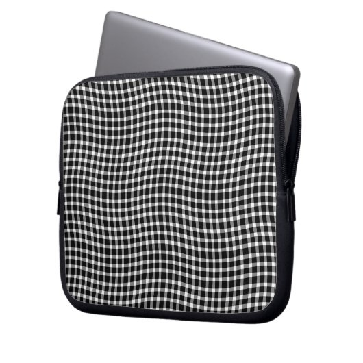 Black White Plaid Checker Seamless Pattern Laptopschutzhülle (Vorderseite Links)