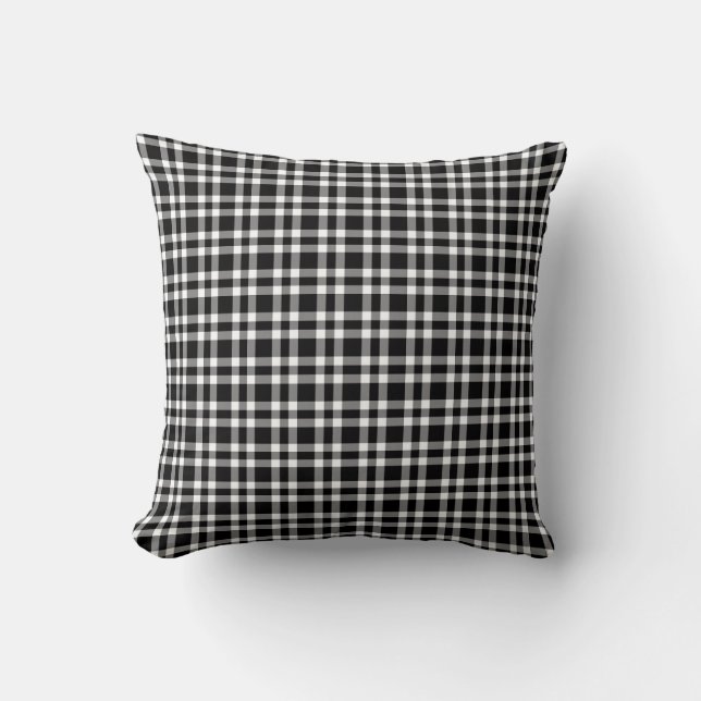 Black White Plaid Pattern Kissen (Vorderseite)
