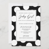 Black & White Polka Dot Border Baby Dusche Einladung (Vorderseite)