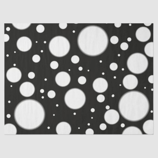 Black White Polka Dots Funky Pattern Decoupage Seidenpapier (Vorderseite)