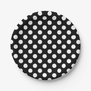 Black & White Polka Dots Geburtstagsparty Pappteller