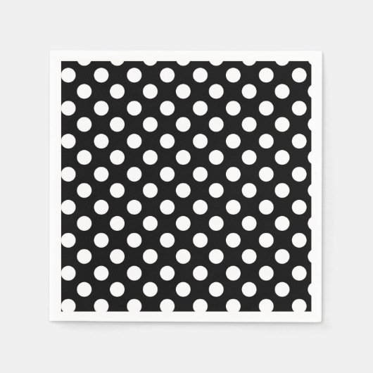 Black & White Polka Dots Geburtstagsparty Serviette (Vorderseite)