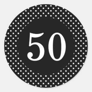 Black & White Polka Dots Geburtstagsticker Runder Aufkleber