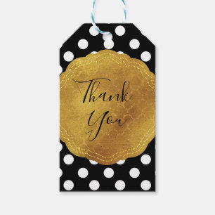 Black & White Polka Dots Gold Glam Party Geschenkanhänger