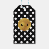 Black & White Polka Dots Gold Glam Party Geschenkanhänger (Rückseite)