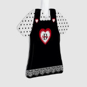 Black & White Polka Dots Lace Pinafront Puppenklei Ornament (Vorderseite)