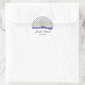 Black White Polka Dots Purple speichern das Datum Runder Aufkleber (Tasche)