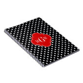 Black White Polka Dots Red Quatrefoil 3 Notizblock (Rechte Seite)