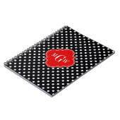 Black White Polka Dots Red Quatrefoil 3 Notizblock (Linke Seite)